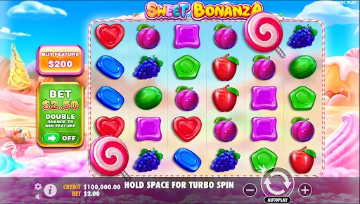 Интерфейс слота Sweet Bonanza Интерфейс слота Sweet Bonanza